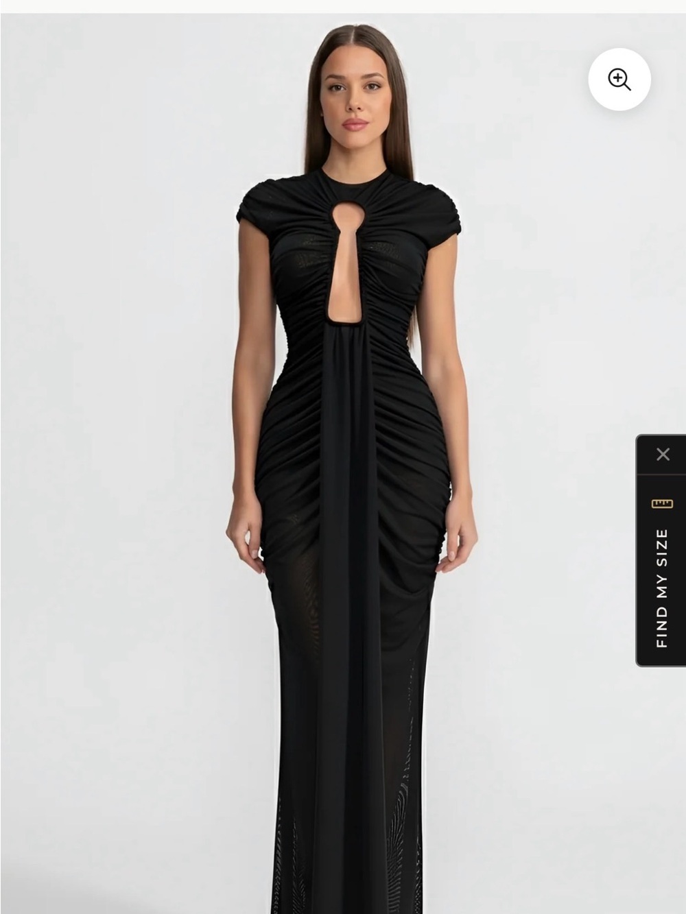 Elegant Black Ruched Keyhole Evening Dress